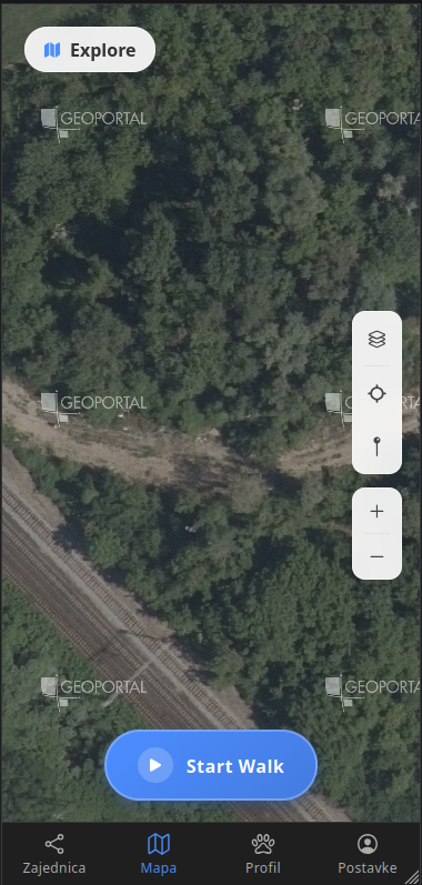 Prikaz GPS praćenja rute u aplikaciji